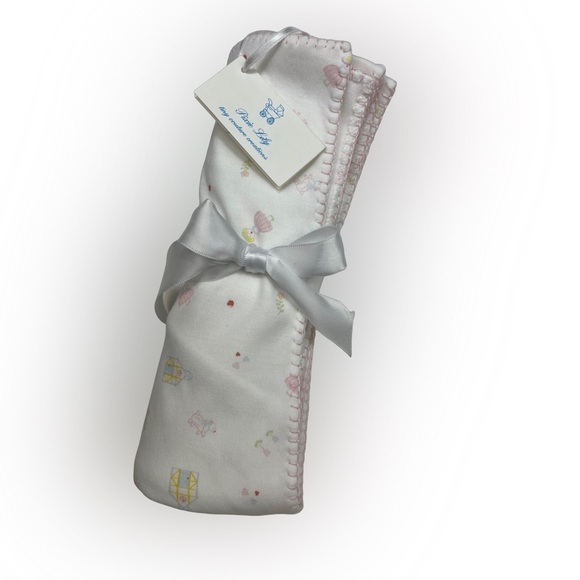 NWT Pixie Lily Pima Little Bo Peep Pink Hand Stitched Edge Receiving Blanket - Picture 1 of 6